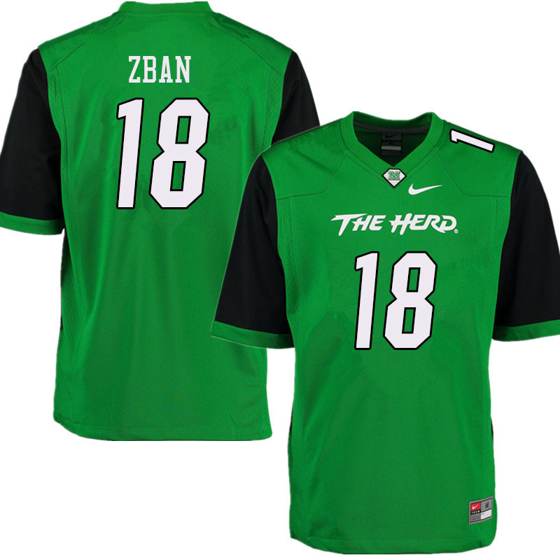 Men #18 Luke Zban Marshall Thundering Herd College Football Jerseys Sale-Green